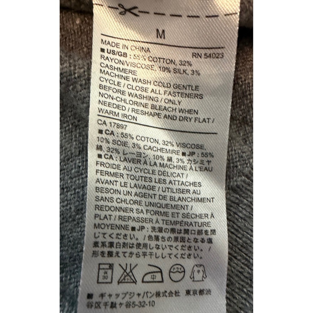 Banana Republic Mens Premium Luxe Yarn Silk Cashmere Blend Zip Hoodie Gray M - Picture 8 of 8